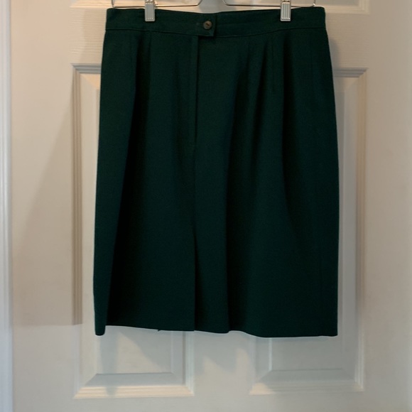 BRAEMAR PETITES by Jeremy Scott 100% wool dark green lined skirt - Picture 3 of 12